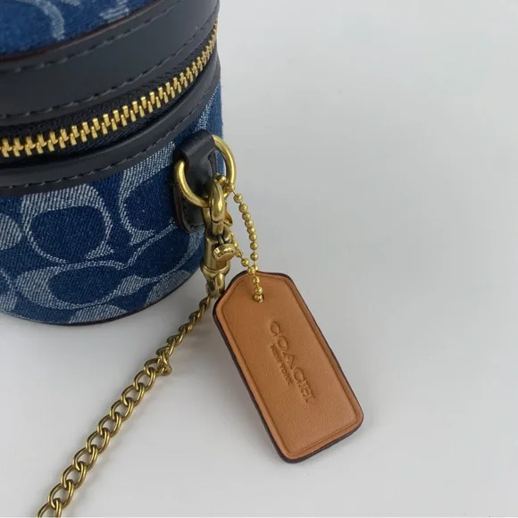 COACH Blue Denim Signature Mini Vanity Crossbody - Picture 5 of 8